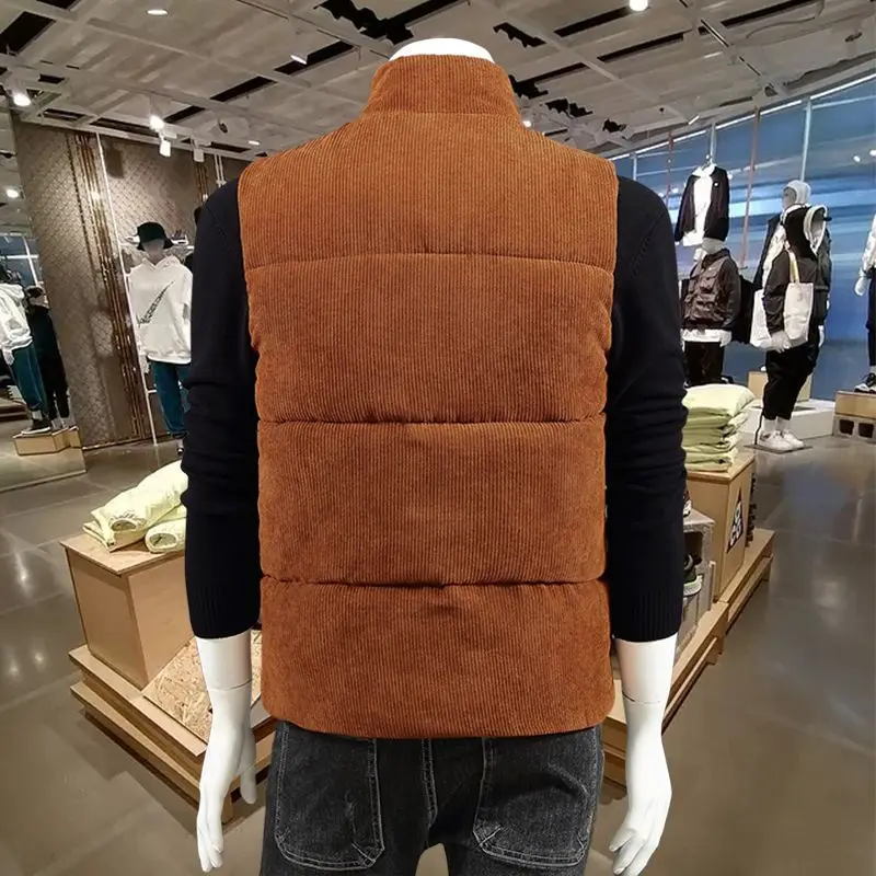 Waistcoat Male Wintertime Cotton Sill Young Person Korean Version Corduroy Vest Thickening for Warmth Men's Handsome Vest Jacket