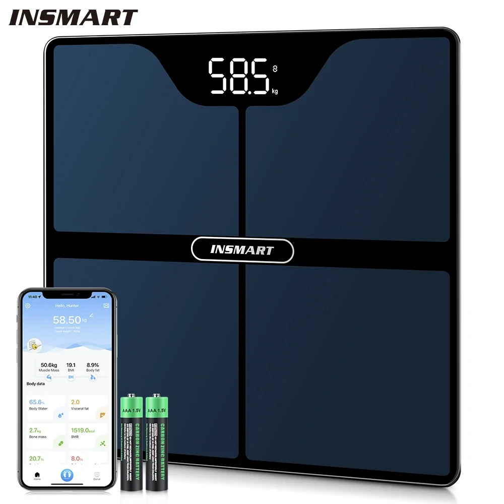 Adult 180kg Smart Body Fat Professional Scales Bioimpedance Scale INSMART Digital Weight Scale Person Body Balance Inteligente