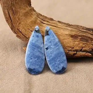 

Бусины ручной работы из синего оникса в форме длинной капли для изготовления украшений, бусины из камней ручной работы 43*16*4 мм