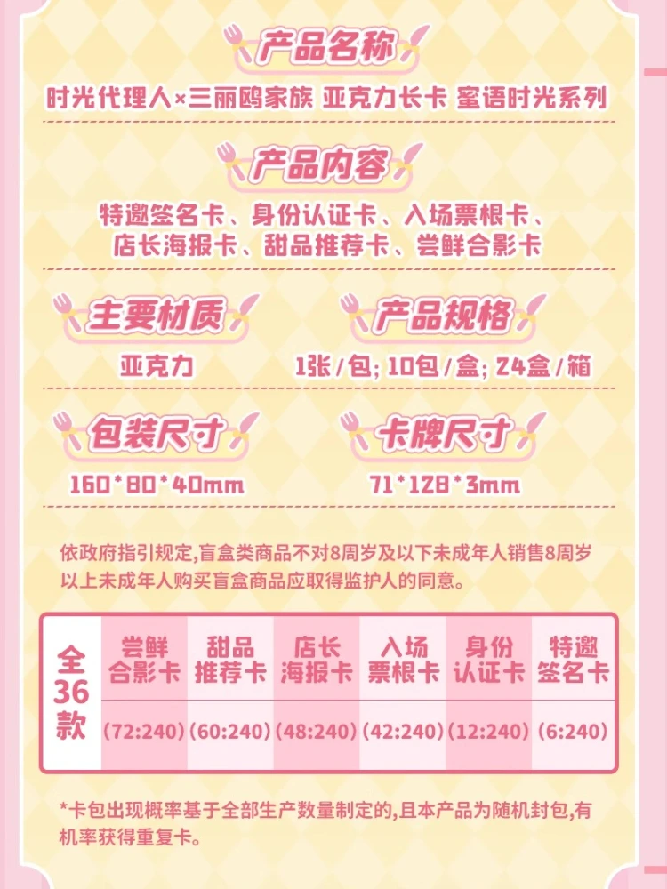 متوفر في المخزون وكيل الوقت سانريو Family Honey Time Series مجموعة أكريليك الرسمية ساعات بطاقة طويلة مجموعة Lu Guang هدية