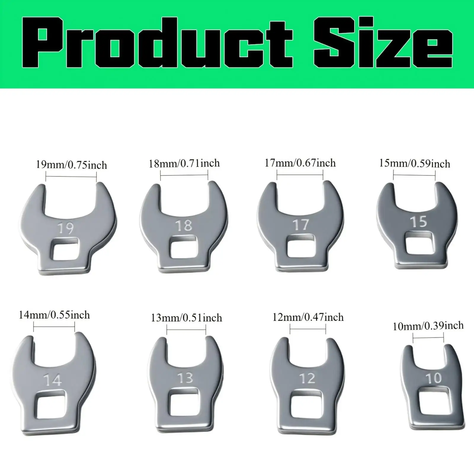 1Set 8Pcs 3/8Inch Drive Crowfoot Wrench 10 To 19mm Metric Foot Open End Spanner Metric Movable Open Ratchet Wrench Accessories