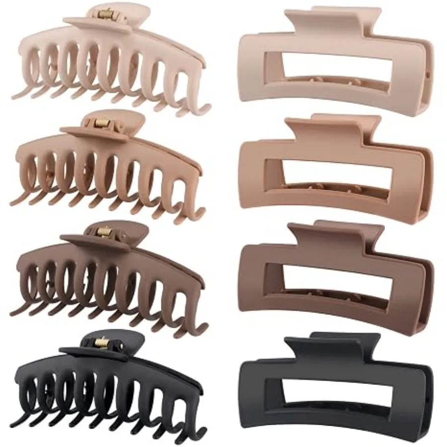 

Hair Clips for Women 4.3 Inch Large Hair Claw Clips for Women Thin Thick Curly Hair, Big Matte Banana Clips,Strong Hold jaw clips,Neutral Colors