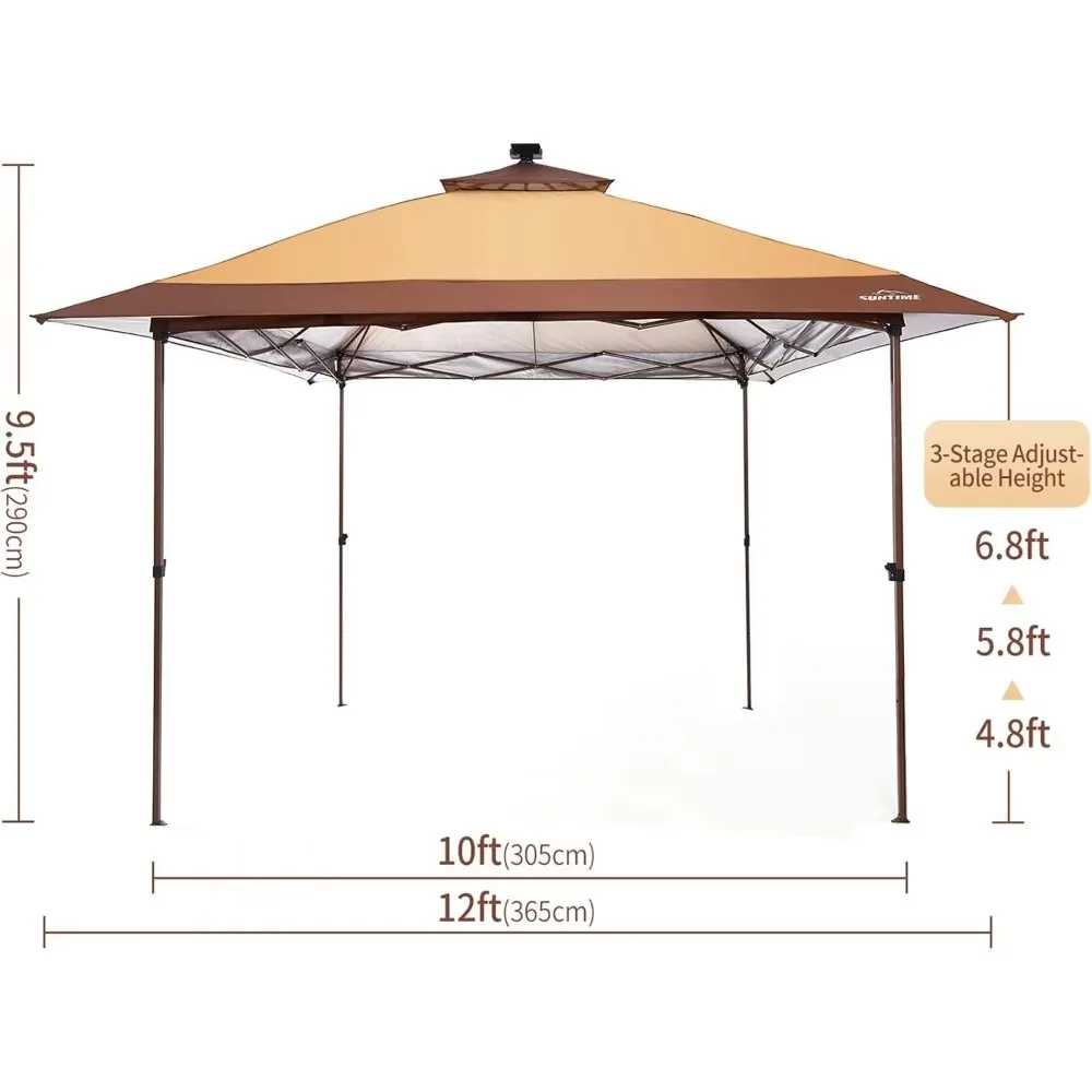 Tuinhuisje polyester luifeltent, 143,7"L X 120,08"B X 114,17"H, Gazebo polyester luifeltent, dolentie 5 tot 6 personen, Gazebos