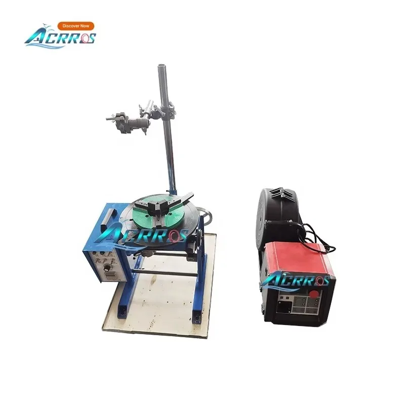 Through Hole 65mm Capacity 30kg PLC Horizontal Welding Positioner With Chuck 200mm And Pneumatic Torch Holder