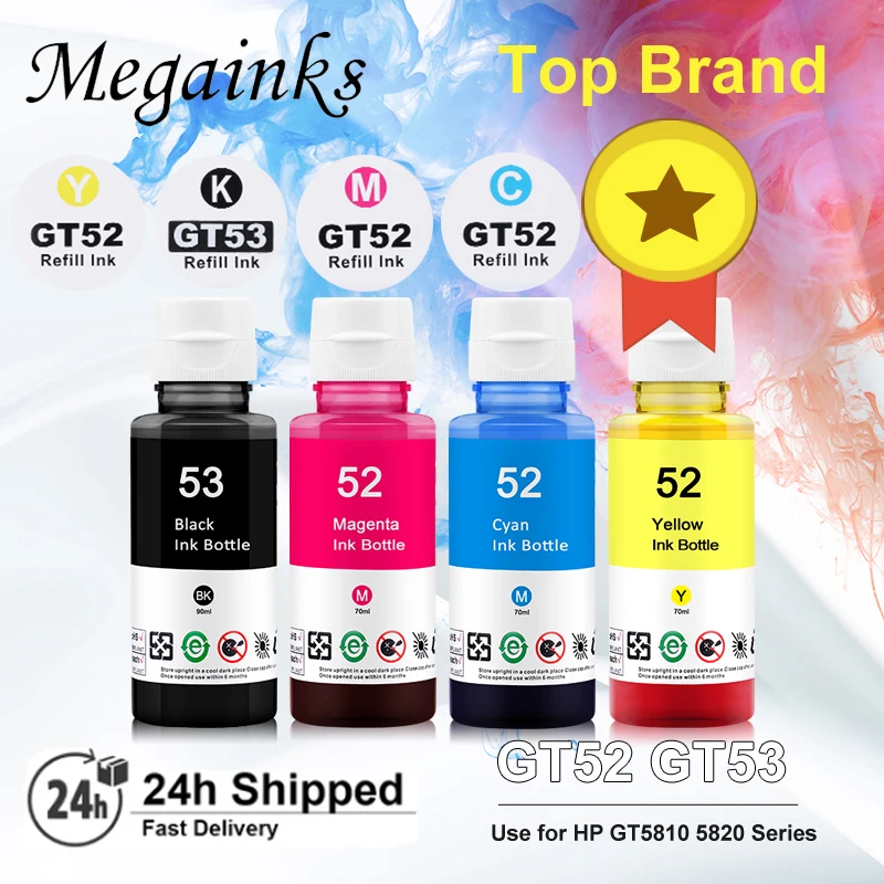 Kit de Recarga de Tinta GT52 GT53 para Impresoras HP GT52, GT53, GT5810, GT5820, Smart Tank 450, 455, 500, 510, 515, 516, 519, 530, 559, 570