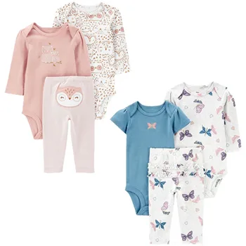 Conjunto de ropa de bebé de 3 uds., conjunto de ropa de algodón puro para niña recién nacida de otoño, monos suaves y lindos de animales para niños, pantalones y pelele para bebé de 6 a 24M