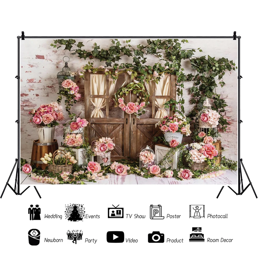 Yeele الربيع عيد الفصح التصوير الفوتوغرافي باب الخشب الأخضر يترك التصوير خلفية التصوير الديكور خلفيات للصور استوديو