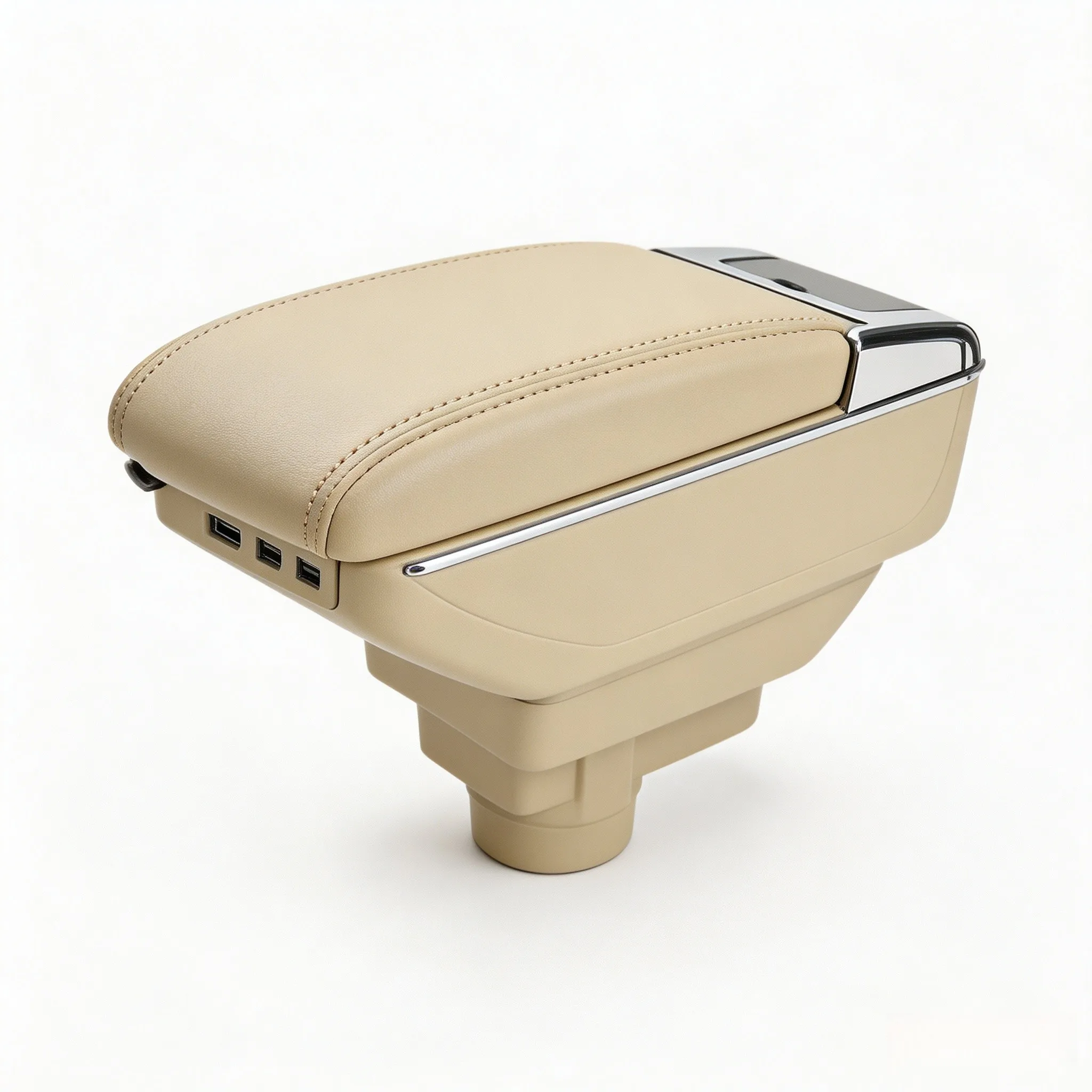 Car Armrest Box for For OPEL Corsa 2012 Center Console ABS Leather Dual Storage Magnetic Lid LED Light and 7 USB Charging Ports
