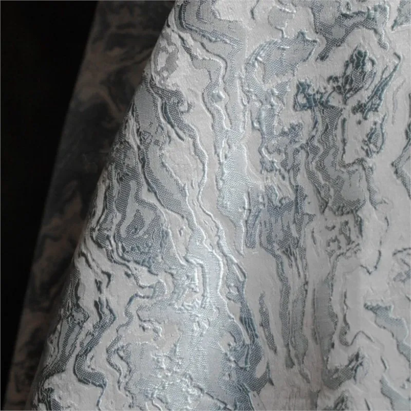 Blue three-dimensional small relief jacquard irregular fabric for cheongsam dress clothing design