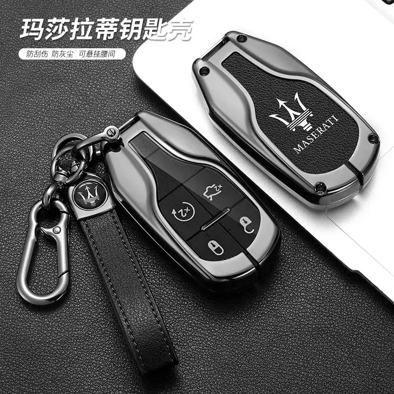 Funda de cuero para mando a distancia inteligente de coche, funda con soporte, carcasa Fob para Maserati Ghibli Levante Quattroporte GT Granturismo GranCabrio