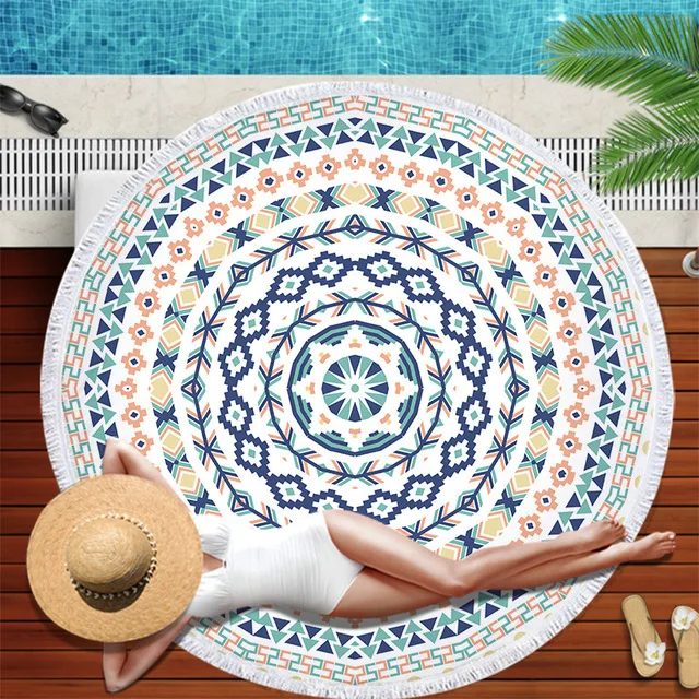 2022 Gradient Mandala Round Beach Towel Micr large beach towels microfiber towel beach towel Yoga mat Bath towel Sea beach towel