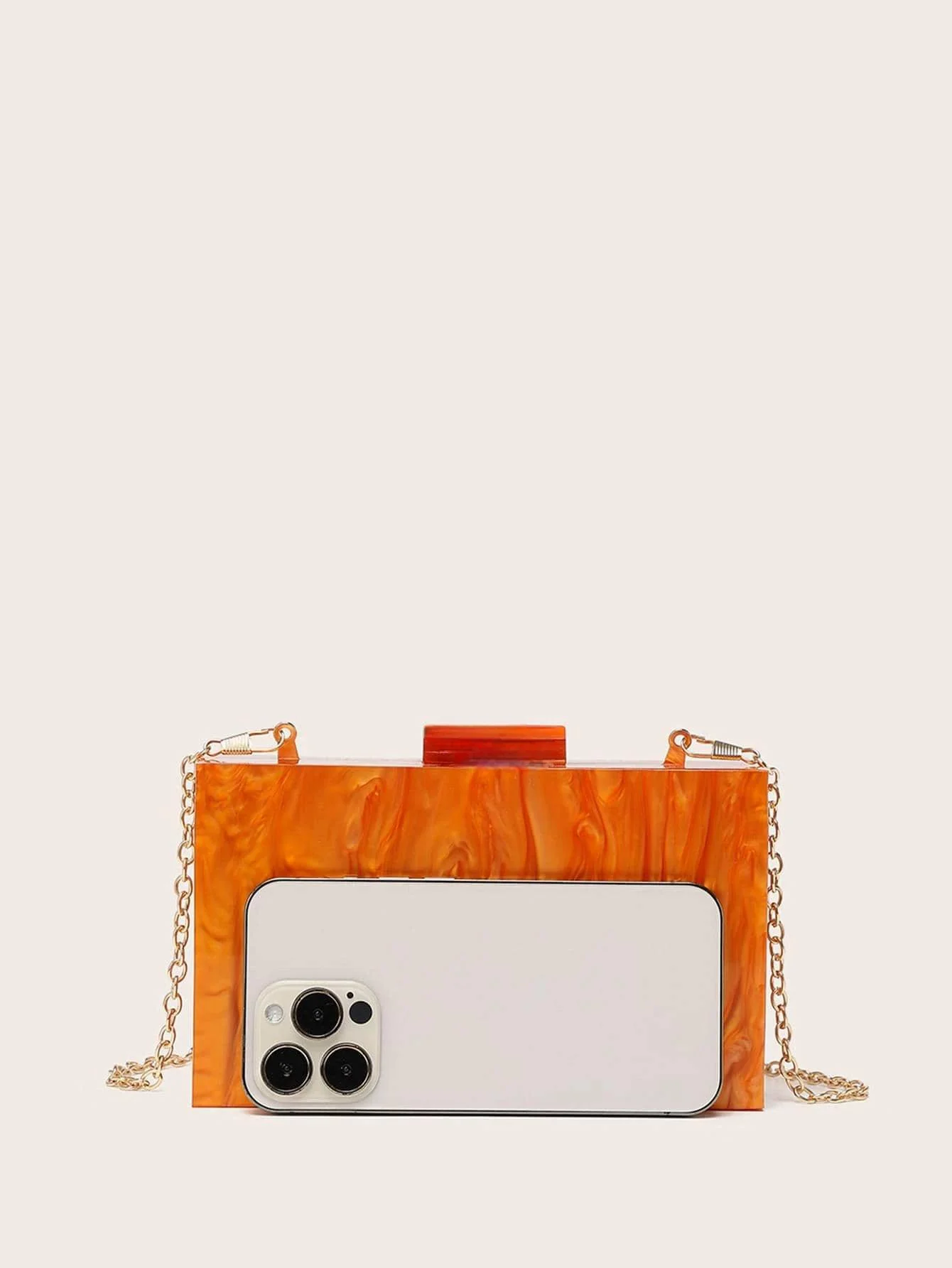 Hot Orange Mini Pvc Acrylic Box Clutches Lady Evening Shell Female Flap Shoulder Bag Women Luxury Designer Handbag PVC Purse