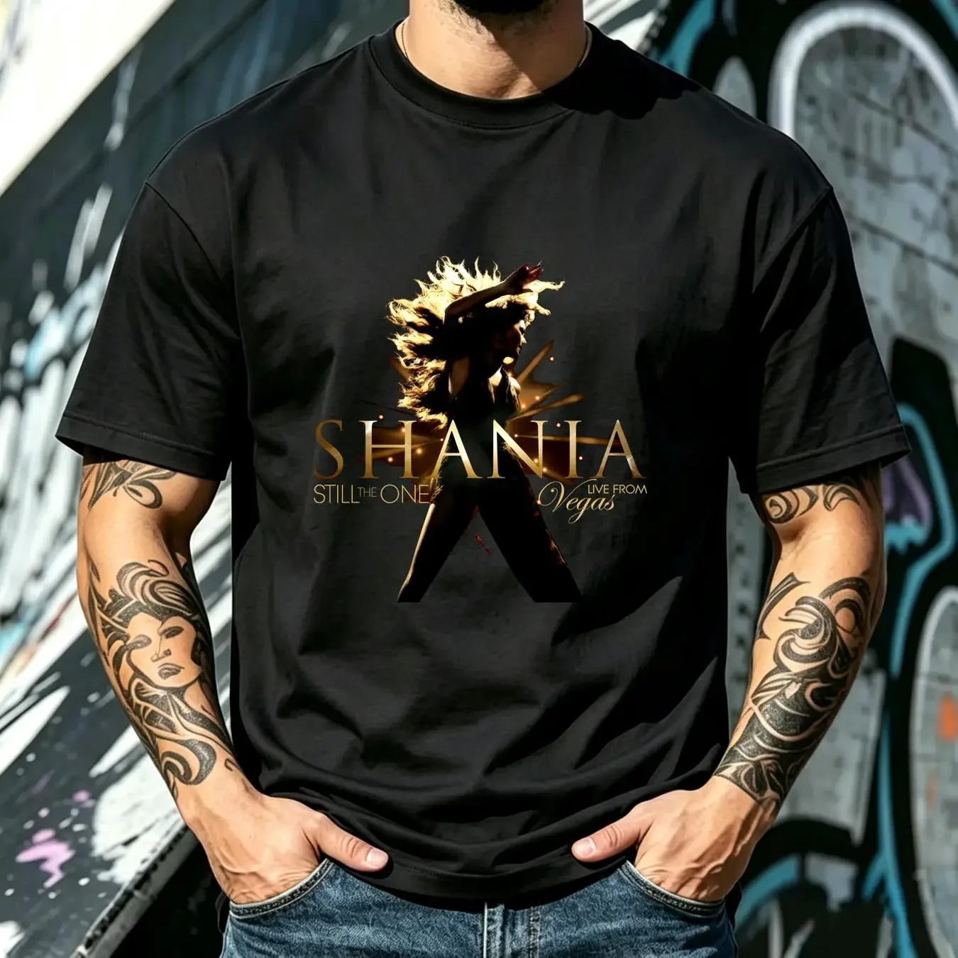 washed T Shirt Shania Twain Size L Still The One Las Vegas Residency Tour long or short sleeves vintage Washed Comfortable