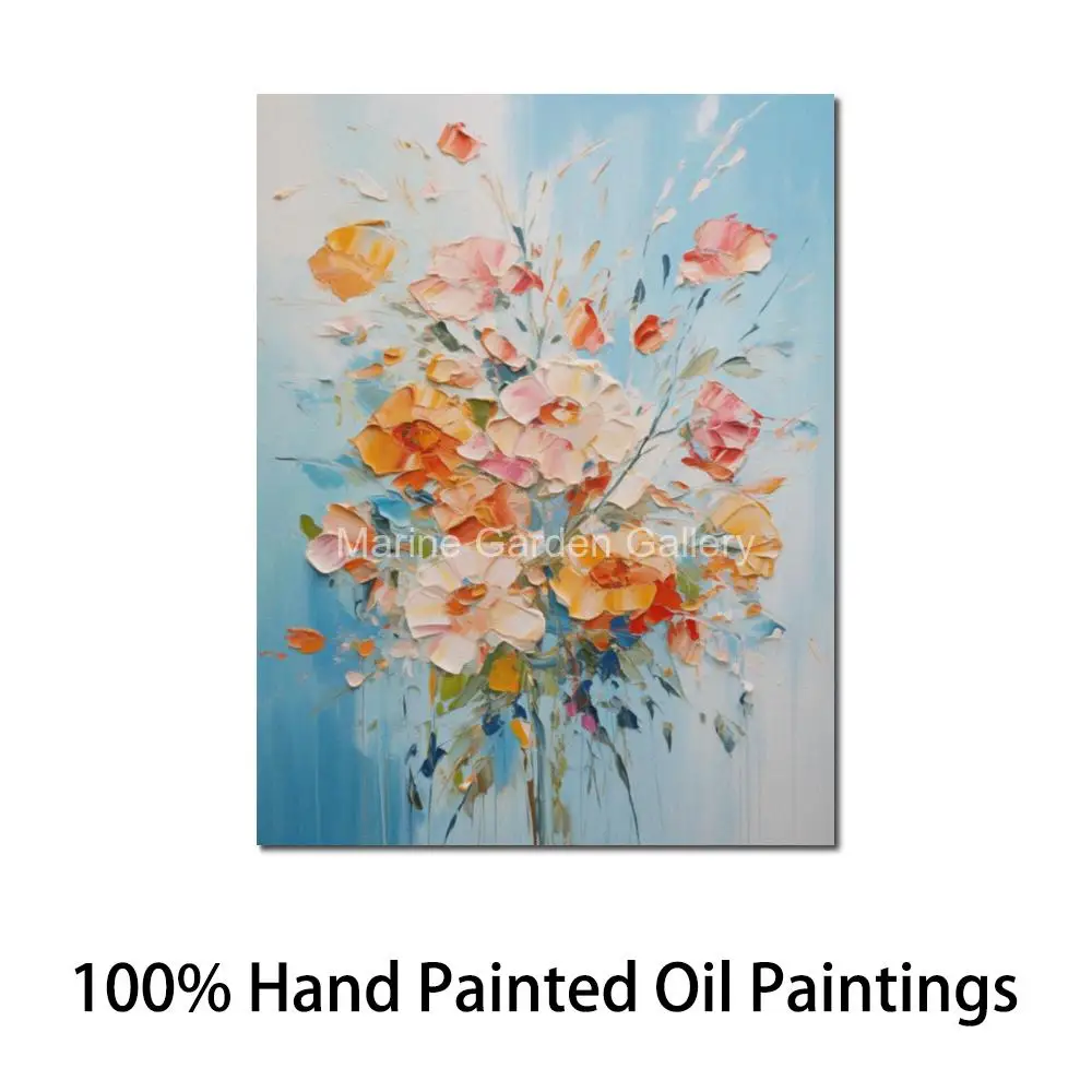 

Текстурная абстрактная живопись с цветочным узором, ручная роспись маслом на холсте, большой современный настенный декор для спальни и гостиной, высокое качество