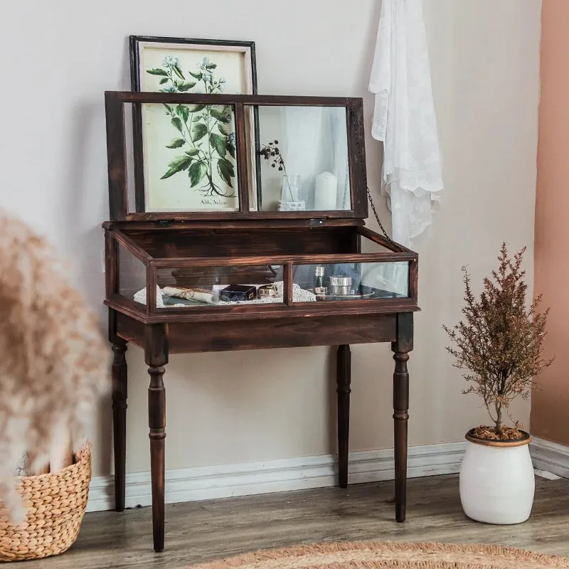 Solid wood display cabinet glass figure jewelry products dresser jewelry ornament storage cabinet