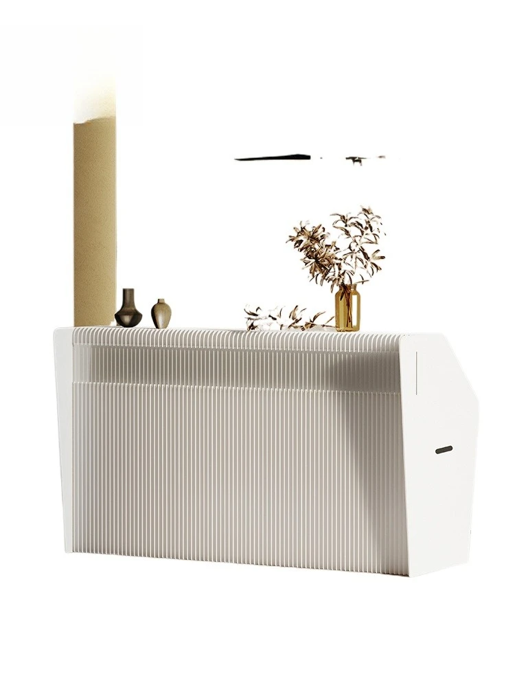 

The front desk display rack has a high and low flowing water display table, a rectangular display stand, and a floor