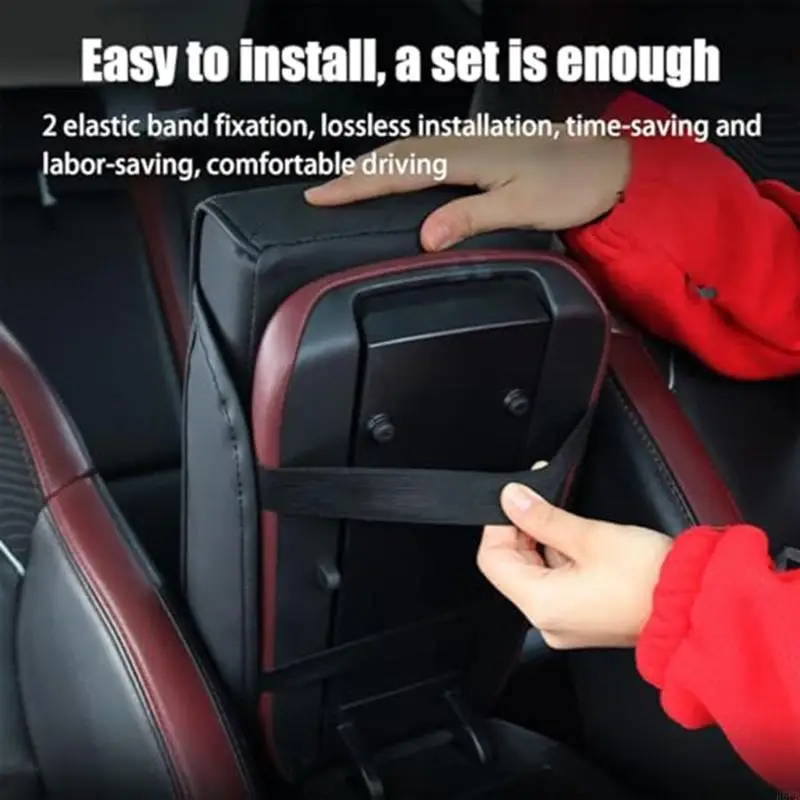 Ergonomic Vehicle Console Cover Includes Convenient Drink & Phone Holders 37cm R6FB