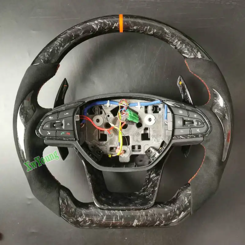For 2020 2021 2022 Geely Xingyue Tugella Customize 100% Real Carbon Fiber+ Leather Steering Wheel