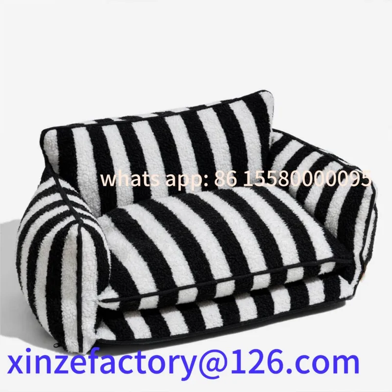 

Customizable Warming Striped Pet Sofa Can Be Disassembled And Washed For Winter Warmth Comfortable And Deep Sleep Big Dog Sofa B