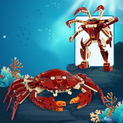 Ocean Animals Building Block  DIY Creative Assembly Crab Shark Lobster Robot Deformation for Kids Adults Gift Small Particle Toy