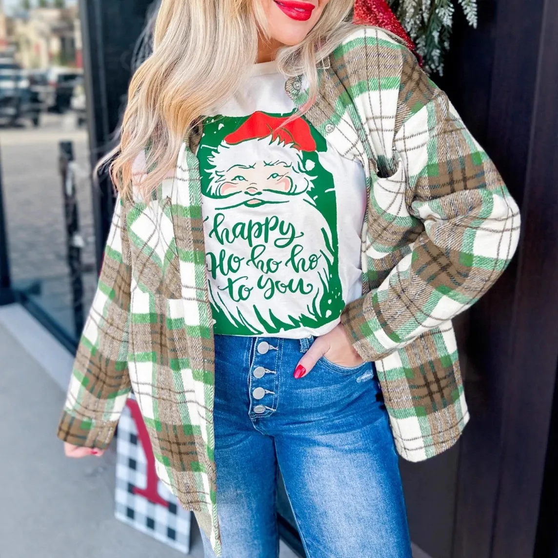 Pockets Plaid Coat Regular Length Casual with Collar Shirt Sleeves No Stretch Relaxed Fit Striped Patchwork Women Autumn Jacket
