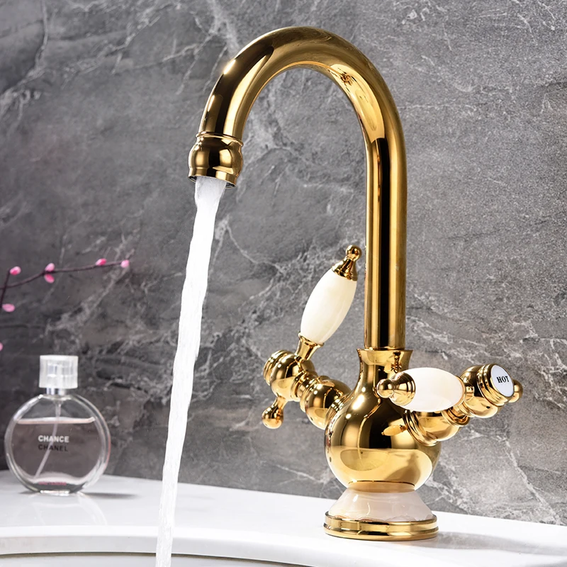 Ceramic Antique Faucet Bathroom Sink Faucet Cold/Hot Water Basin Tap Single hole double handle vintage faucet Kitchen Faucet