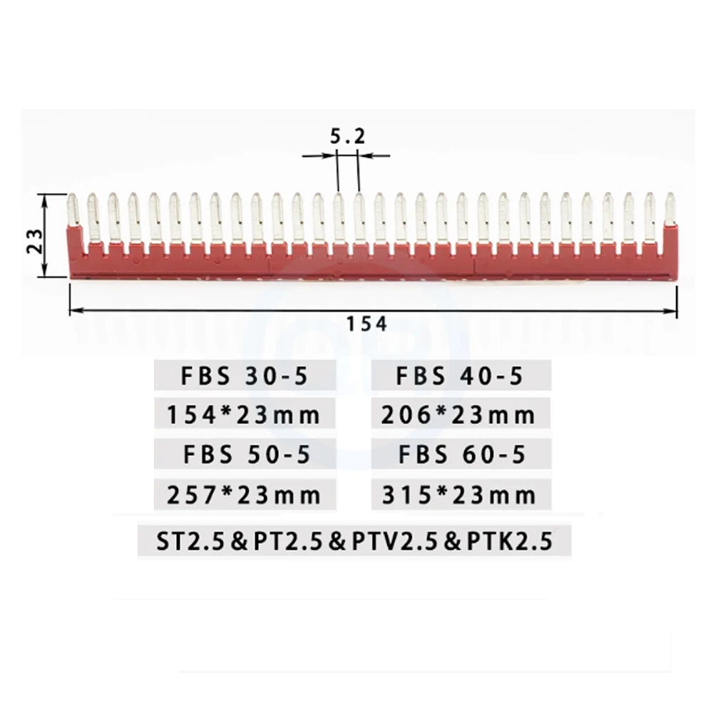 (1 pcs) Phosphor bronze FBS30-5 centre jumper strip PT2.5 connection strip ST spring-loaded terminal 40/50/60-5 bridging