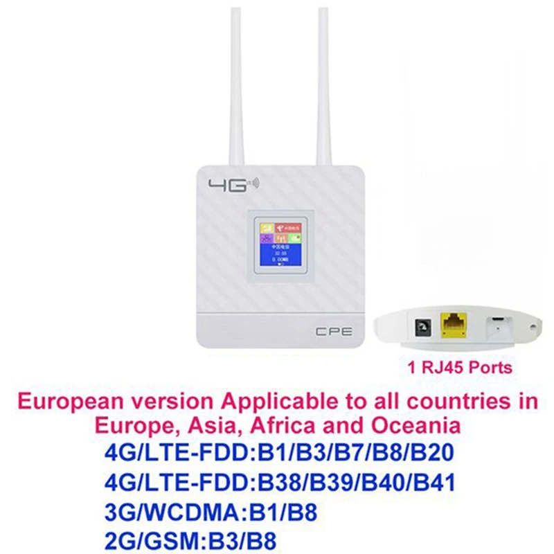 CPE903 LTE Home 3G 4G 2 External Antennas Wifi Modem CPE Wireless Router With RJ45 Port And SIM Card Slot US Plug