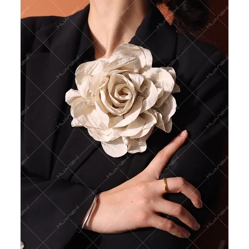 16CM Personality Exaggerated Elegant Big Flower Brooch for Women Girl  Dinner Dress Pin Wedding Host Suit Corsage HUANZHI 2024