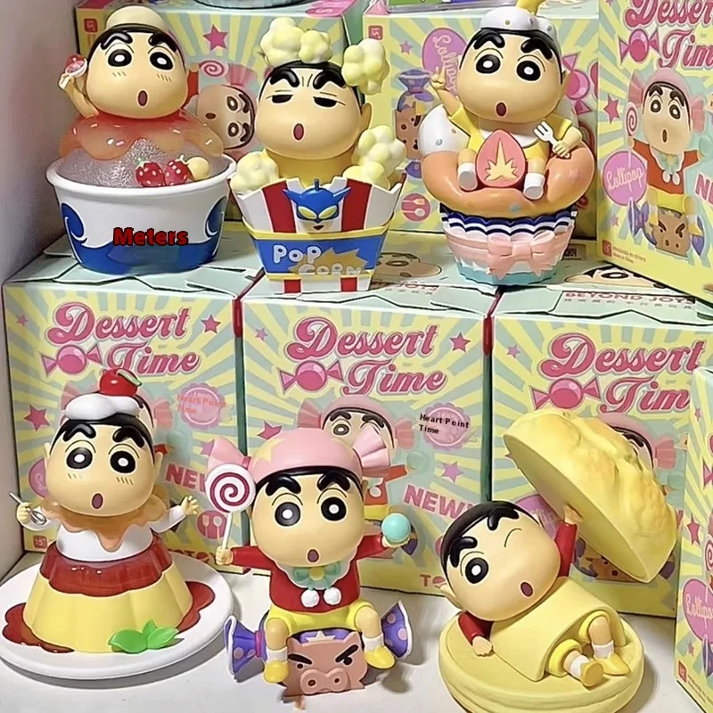 Crayón bonito Shin-Chan Heart Time Series, caja ciega, modelo de Pvc, colección de juguetes para niños, estatua de adorno de escritorio, regalo de cumpleaños y Navidad