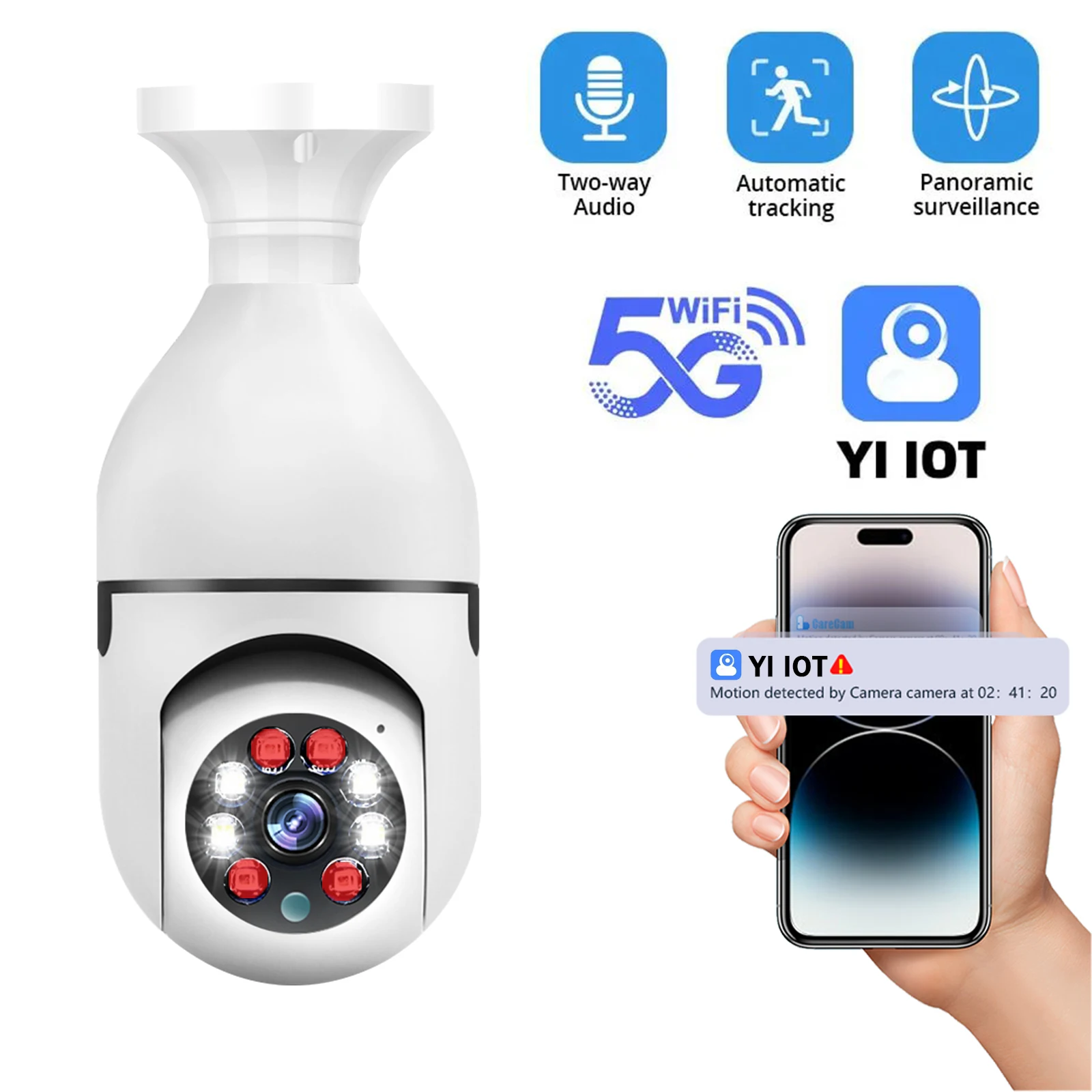 

Умная камера видеонаблюдения, 2 Мп, Wi-Fi, E27