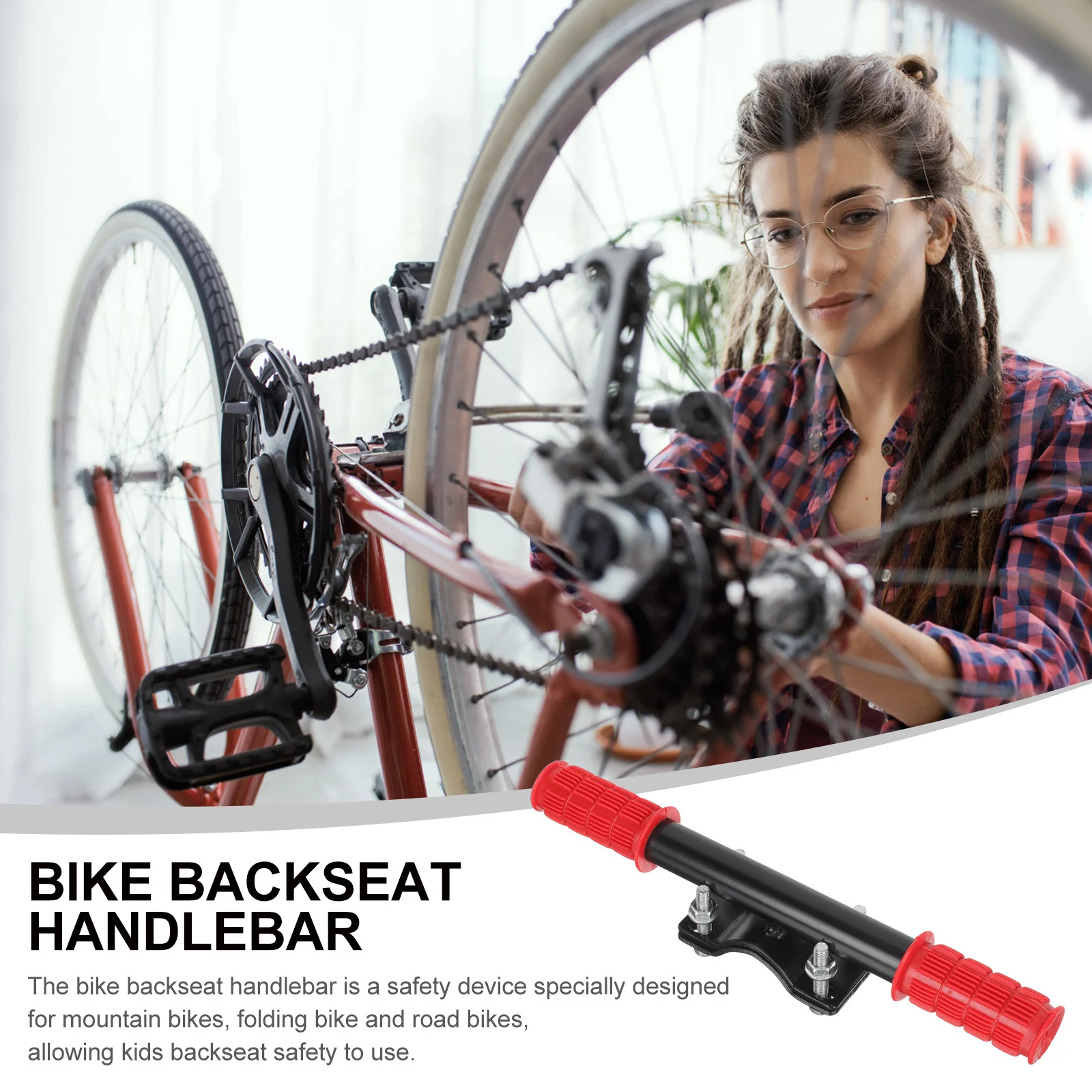 مسند ذراع الدراجة مقبض المقعد الخلفي للدراجات الجبلية القابلة للطي على الطرق سبائك متينة من البلاستيك لسلامة الأطفال أنابيب مقعد بقطر 254-318 مللي متر #6