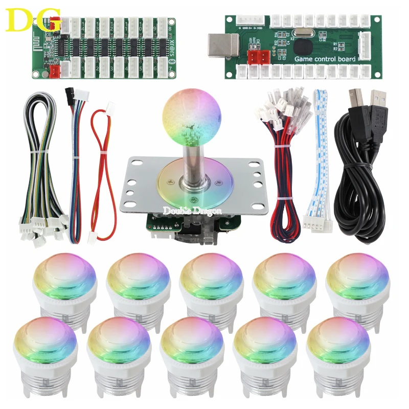 Arcade Game Buttons and Controller Board Kit with 4 Pin RGB Light in 7 Color Support BlueTooth and APP Remote Control