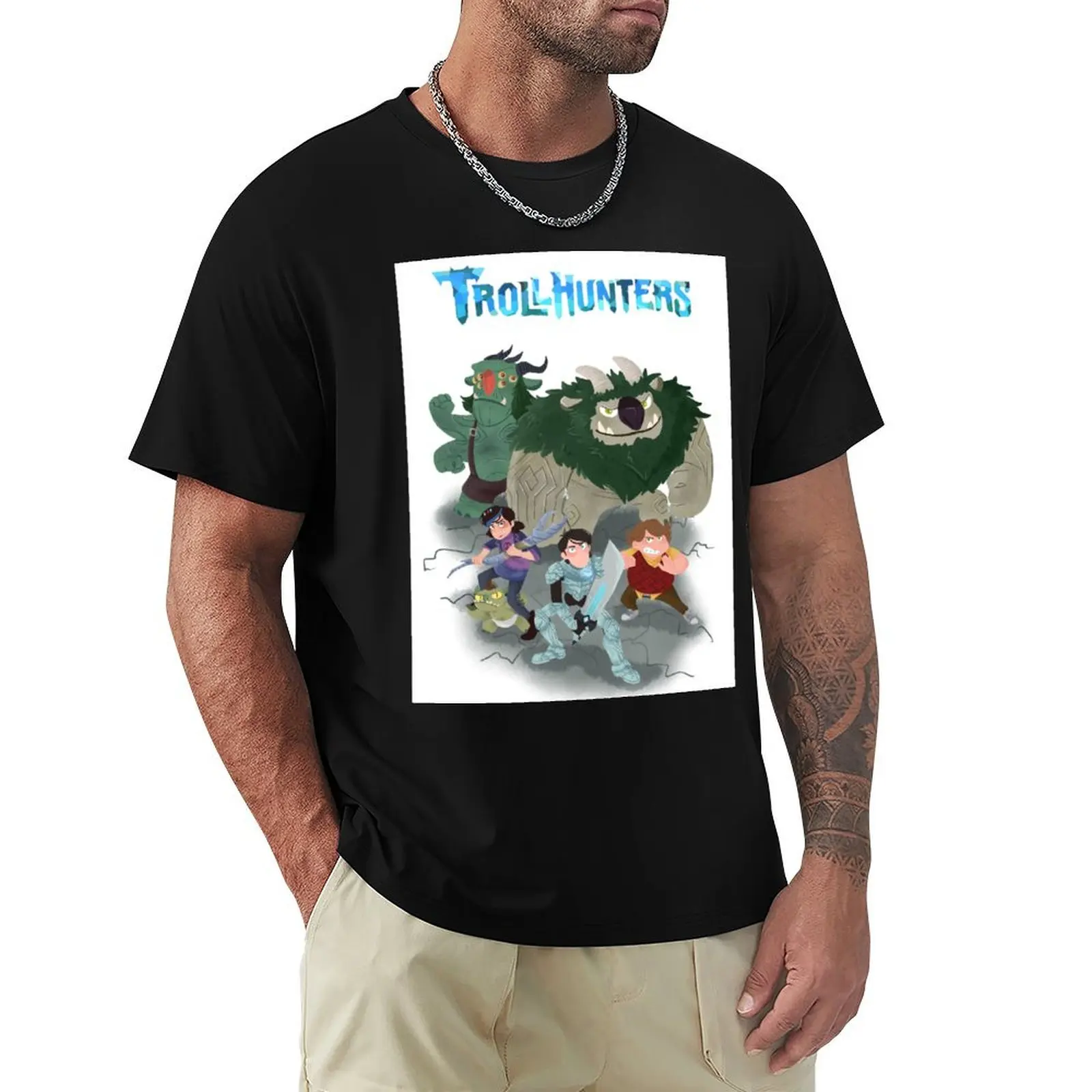 

TrollHunters T-Shirt cotton graphic tees Luxury man oversized shirts graphic tee men