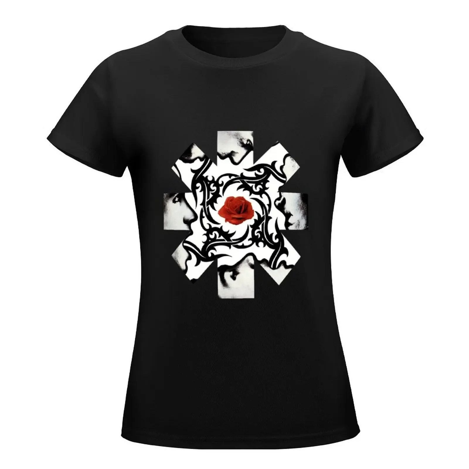 Red Rose on Center Perfect Gift Fan T-Shirt summer tops graphics Female clothing t-shirts for Women pack