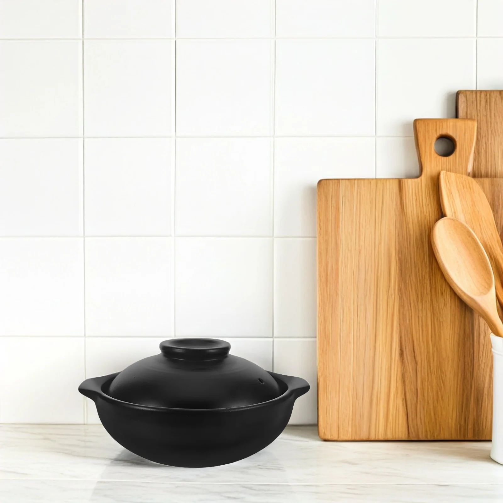 

900Ml Ceramic Soup Pot Heat-Resistant Terrine Lid for Chinese Dishes Easy Cleaning Rapid Heating Open Flame Ceramic Soup Pot