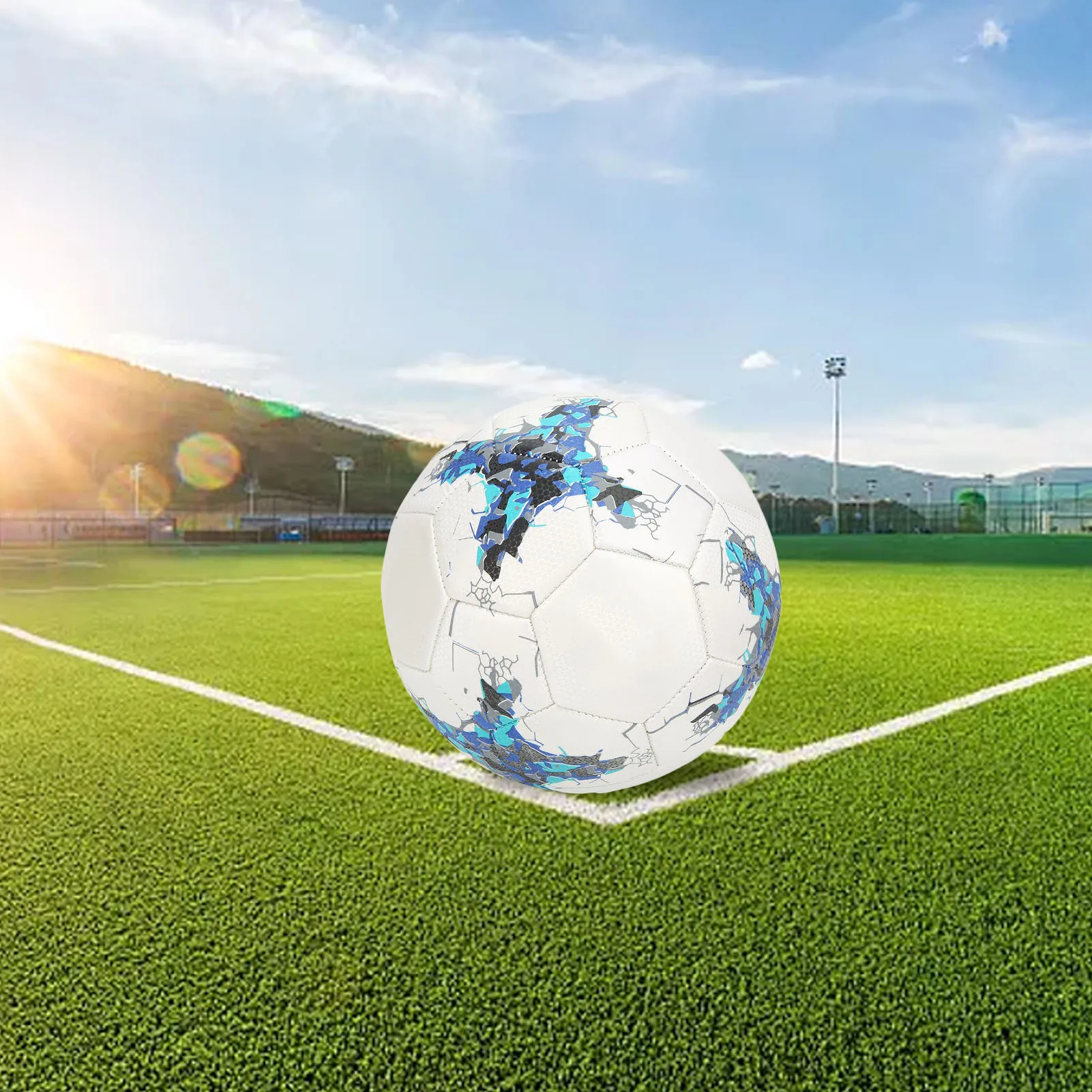 

Надувной футбольный мяч, размер 5, синий, из искусственной кожи для молодежи, взрослых, игроков, обучающих тренировок на открытом воздухе, соревнований по футболу на открытом воздухе, спорта, футбола