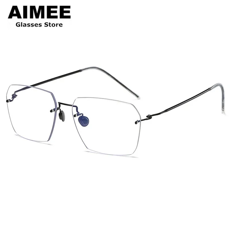 Denmark Brand Pure Titanium Ultralight Glasses Frame Men Business Rimless Prescription Eyeglasses Myopia Frameless Spectacles