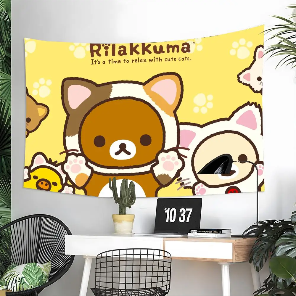 Classic Cartoons R-Rilakkuma Tapestry Microfiber Tapestry Wall Hanging Decor for Bedroom Living Room Home Outdoor Festival