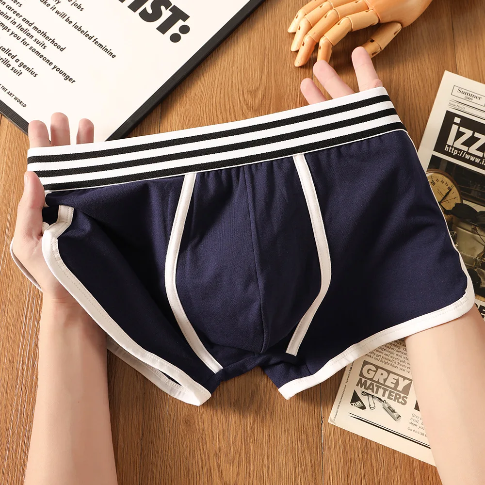 Men's underwear Men's boxers Middle waist comfortable pure cotton breathable sports simple youth boxer pants 8141