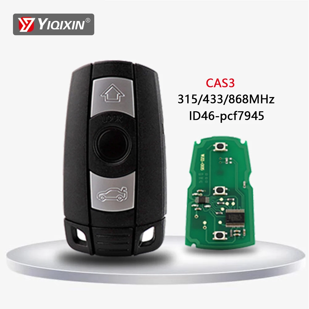 YIQIXIN Remote Car Key 315MHz 433Mhz 868MHz For BMW 1/3/5/7 Series X1 X5 X6 E60 E61 E70 E71 E87 E90 Z4 CAS3 ID46 PCF7945 Chip