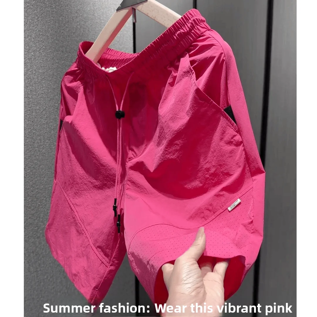 

Men's Qui Dry Breathable Casual Sports orts Summer Five-Quarter Length Beach Pants Loose Fit Youthful Sle Straight Leg