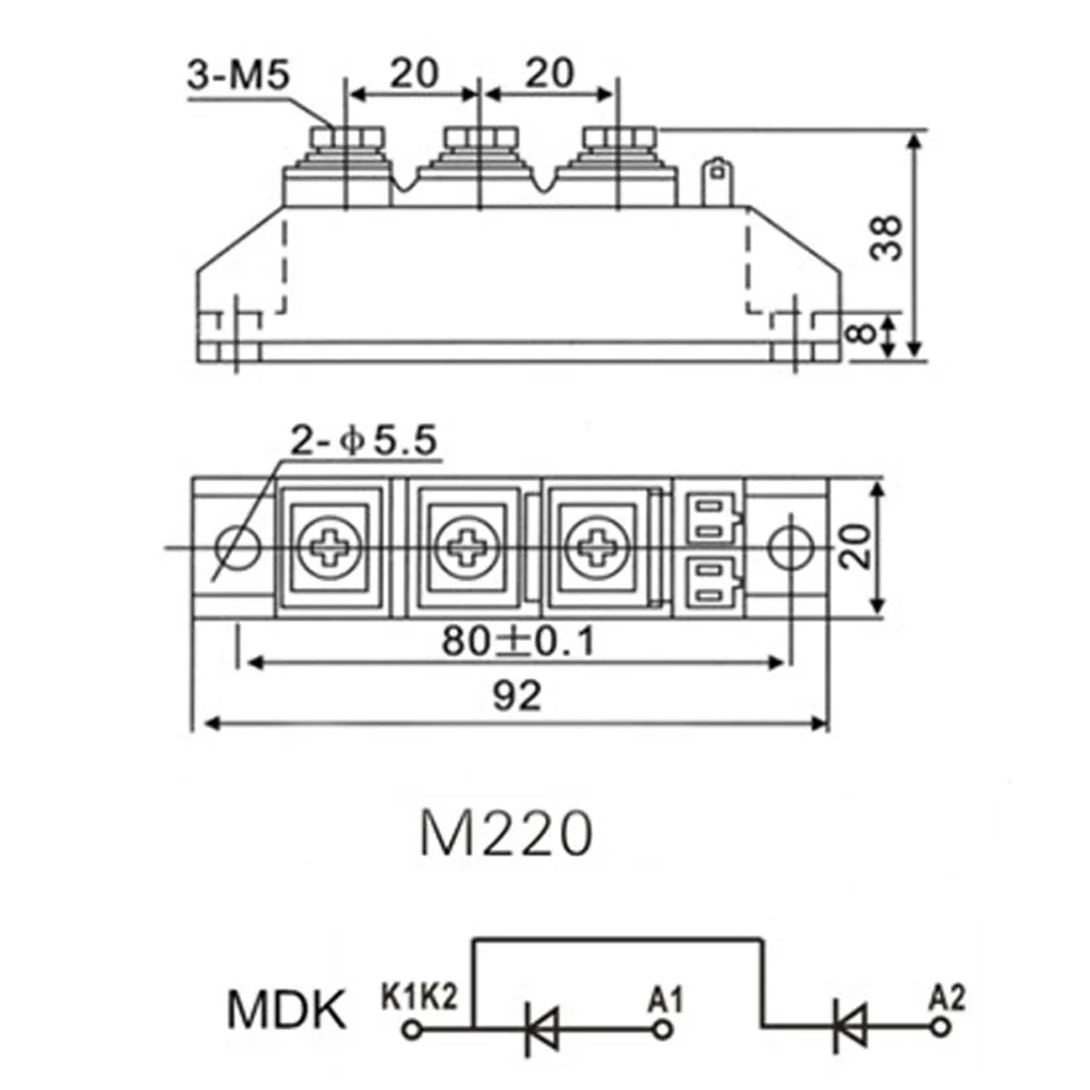 Confluence Box Charger Anti-reverse Diode 55A MDK55-16 MDK55A1600V 25 100A 1800V 2000V 75A 100A