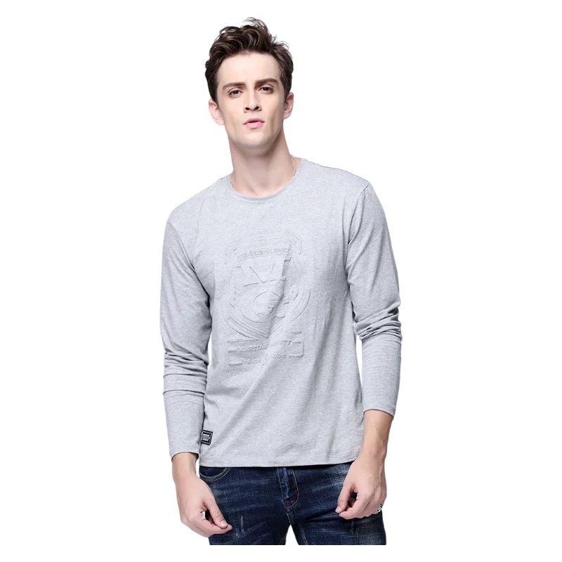 NEW Steel printing Men Cotton Long Sleeve O-Neck Style Print men T-Shirt Casual T-Shirt male S6AT041