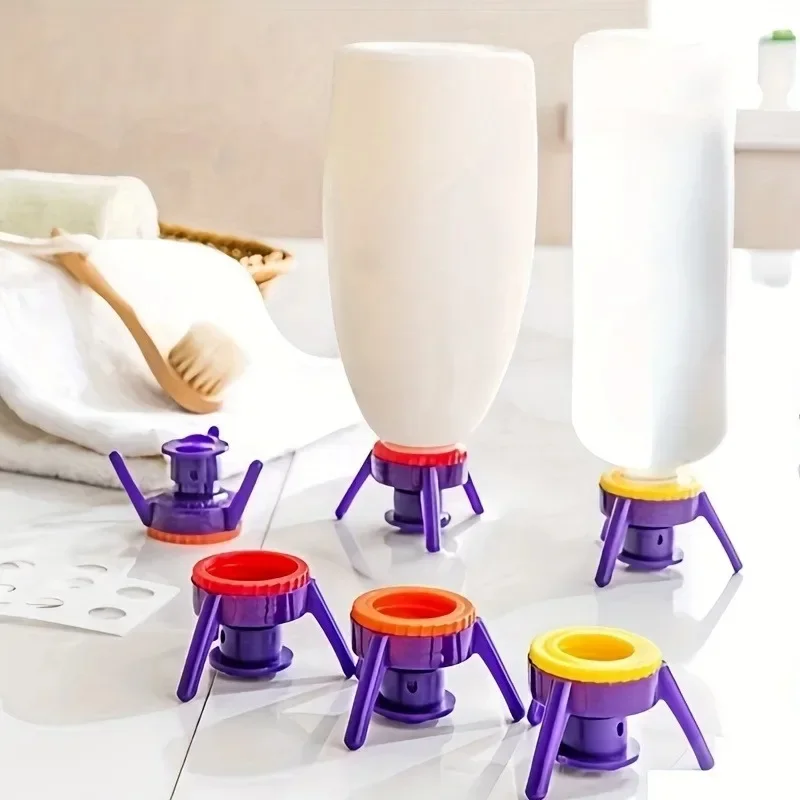 Upside Down Bottle Cap Pump Lid Leak-Proof Tripod Stand for Shampoo Kitchen Seasoning