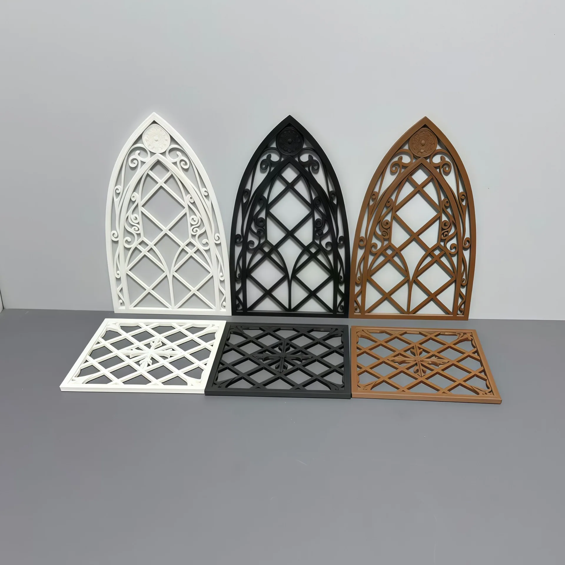 1:12 Scale Gothic Arched Door & Window Set, Miniature Dark Aesthetic Accessory for Dollhouse Diorama Scene & Photography Prop