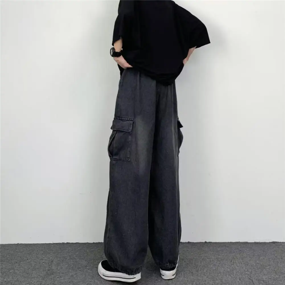 Korean Fashion Men Baggy Jeans Loose Straight Wide Leg Pants Black Blue Loose Denim Pants Men Jeans Cardo Pants Long Trousers