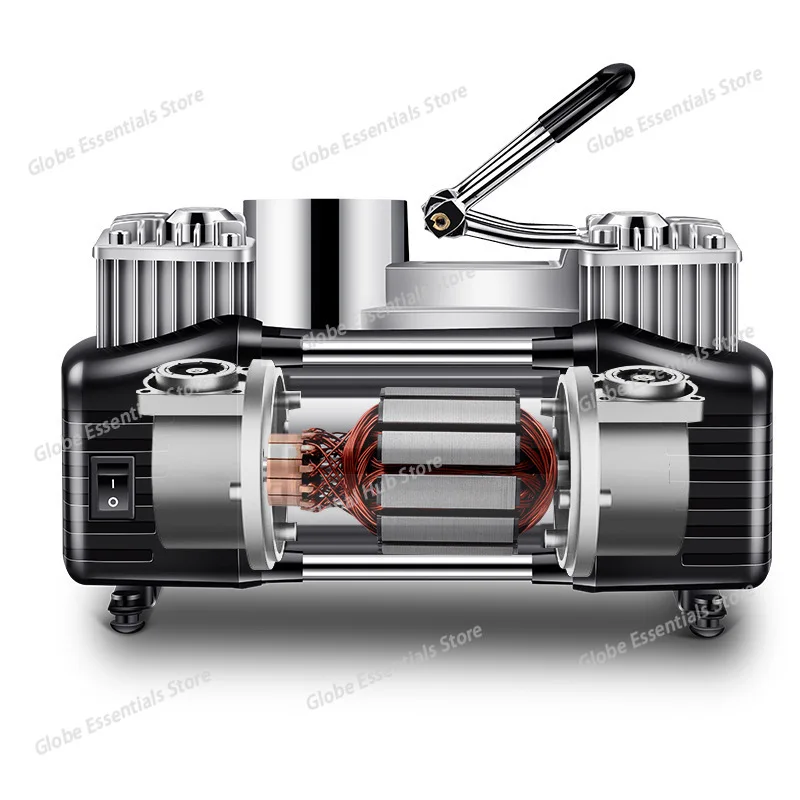 Vehicle Air Pump Vehicle Metal Double Cylinder High Pressure High Power Portable Off-Road Vehicle Tire Electric Air Pump