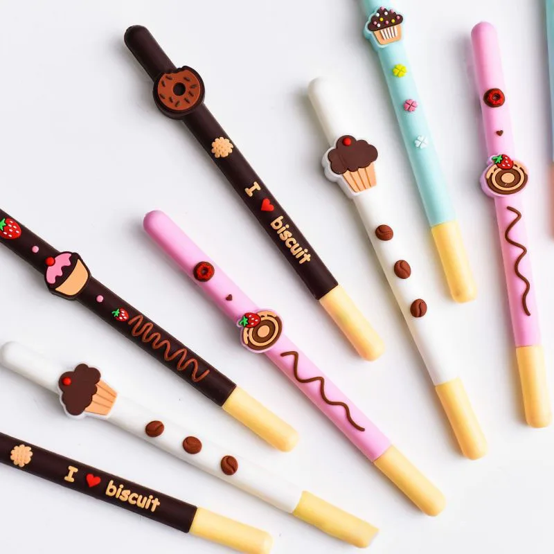 1 Pcs Stationery Cute Biscuit Gel Pen School Office Kawaii Supply Novelty Creative Choclate Sweet cake lovely funny Donuts fruit
