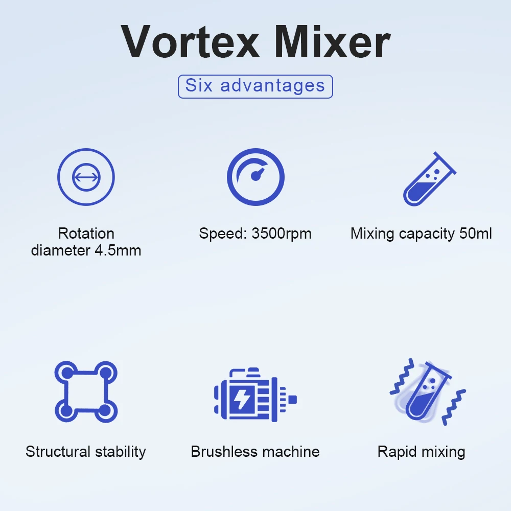 Lab Mini Vortex Mixer High Quality Eccentric Swirl Mixer 3500rpm Rapid Vortex Mixing Device Brushless Motor DC12V EU Plug